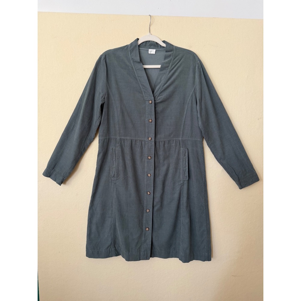 Poetry Womens Corduroy Button Down Long Sleeve Dress Slate Blue Grey Size US 8
